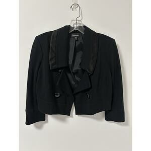 Vintage Y2K Bebe Cropped Blazer Shrug Jacket Sz 6 Black Babydoll Witchy Goth Emo